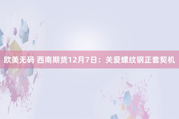 欧美无码 西南期货12月7日：关爱螺纹钢正套契机