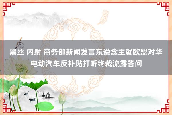 黑丝 内射 商务部新闻发言东说念主就欧盟对华电动汽车反补贴打听终裁流露答问