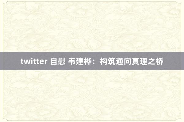 twitter 自慰 韦建桦：构筑通向真理之桥